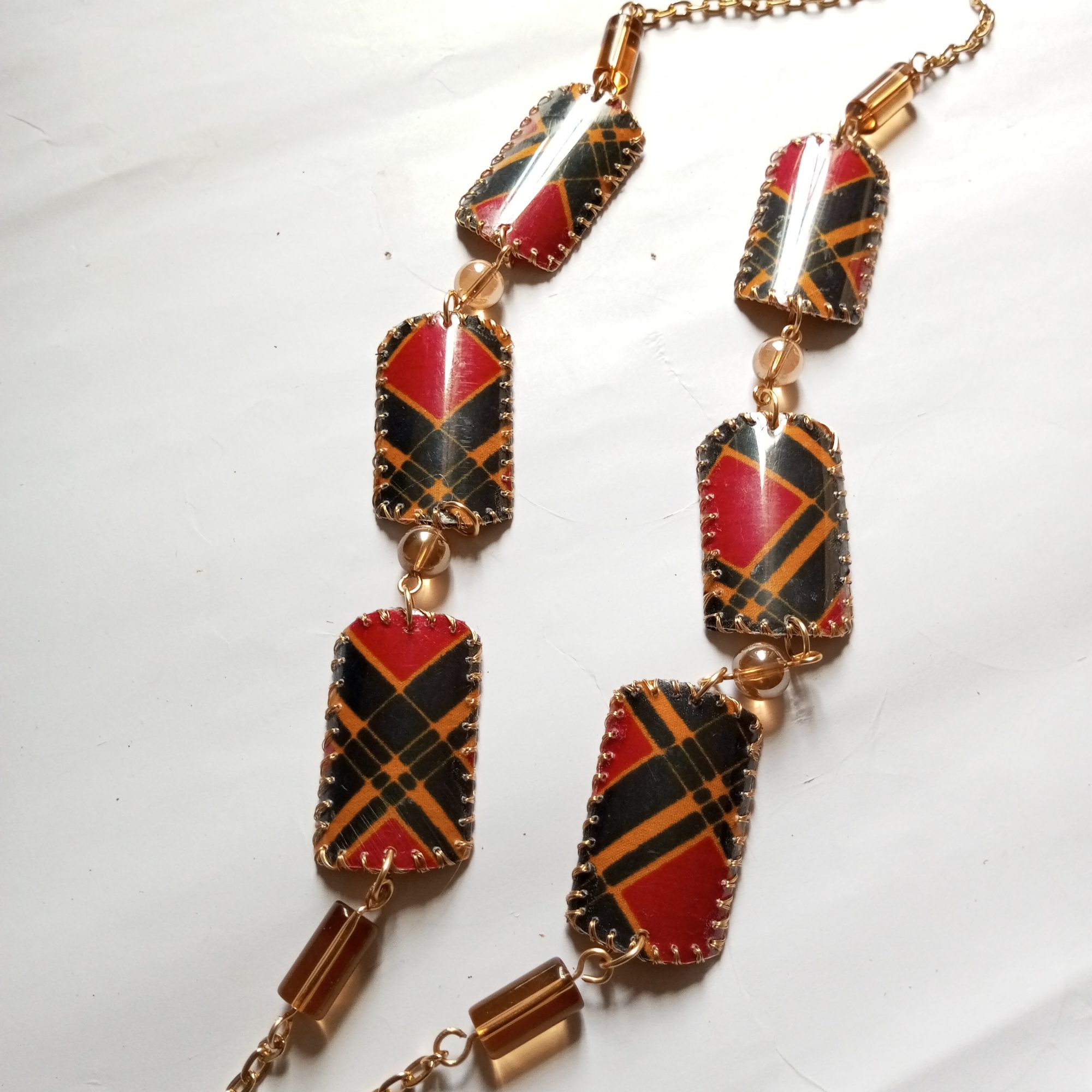 Art jewellery piece 10, wearable art from reclaimed materials