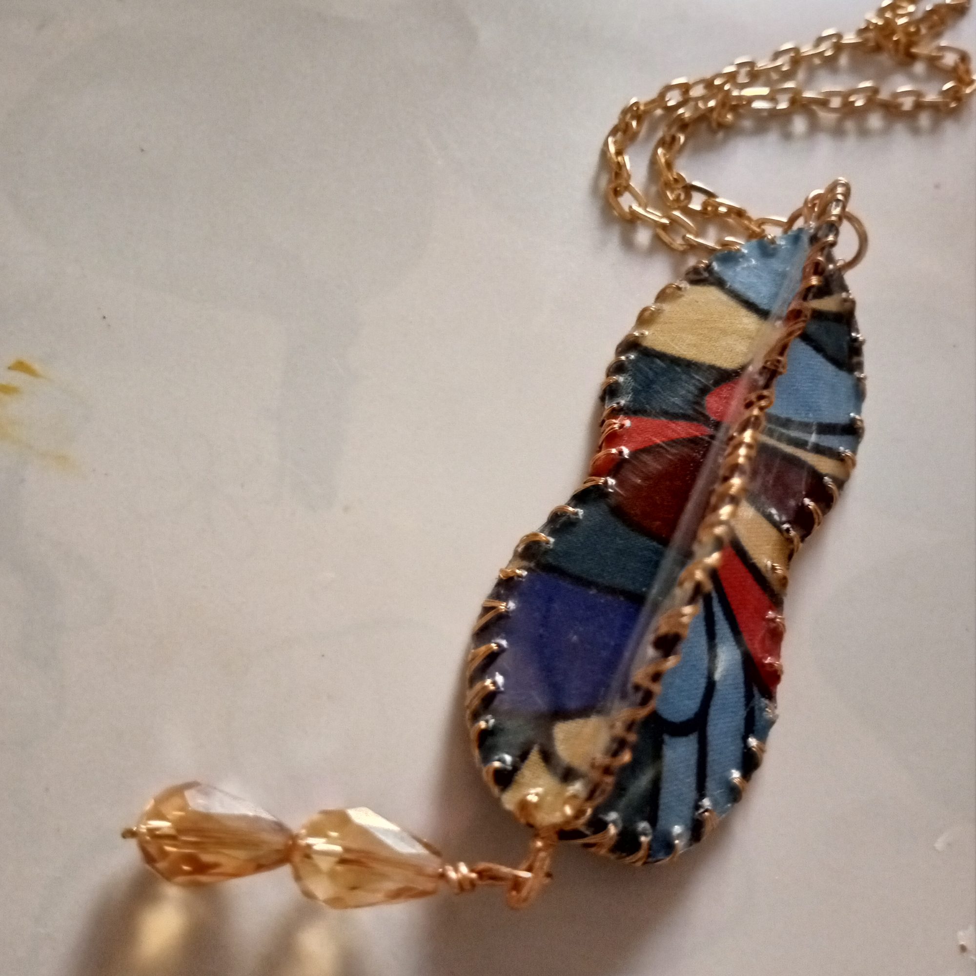 Art jewellery piece 11, wearable art from reclaimed materials