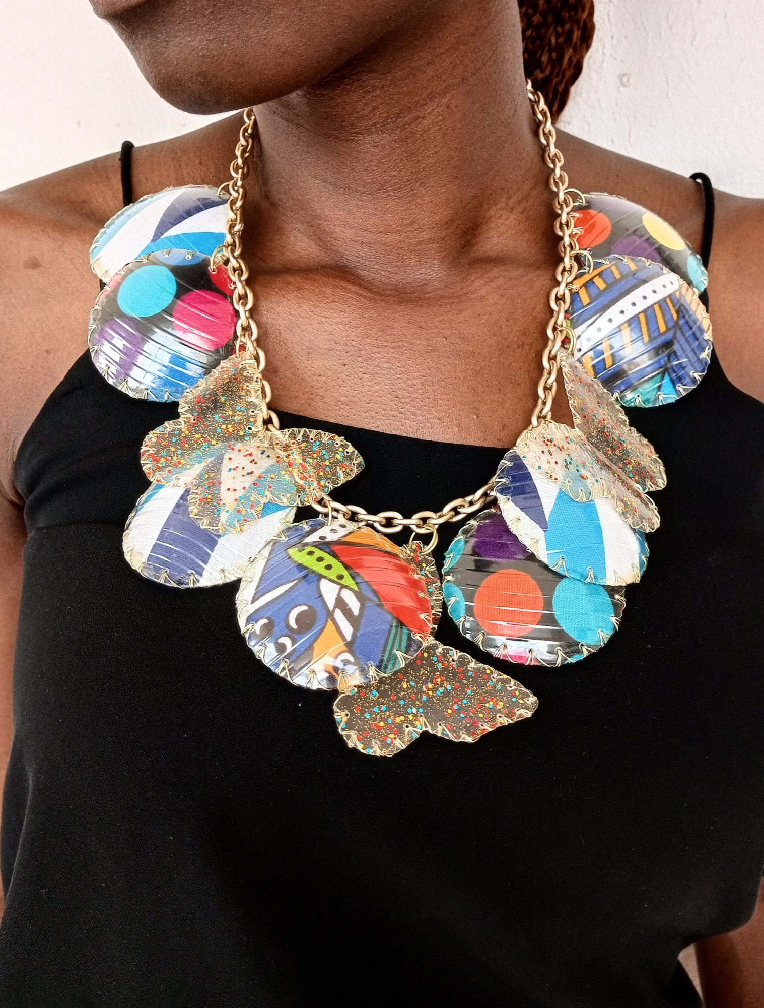 Art jewellery piece 04, wearable art from reclaimed materials