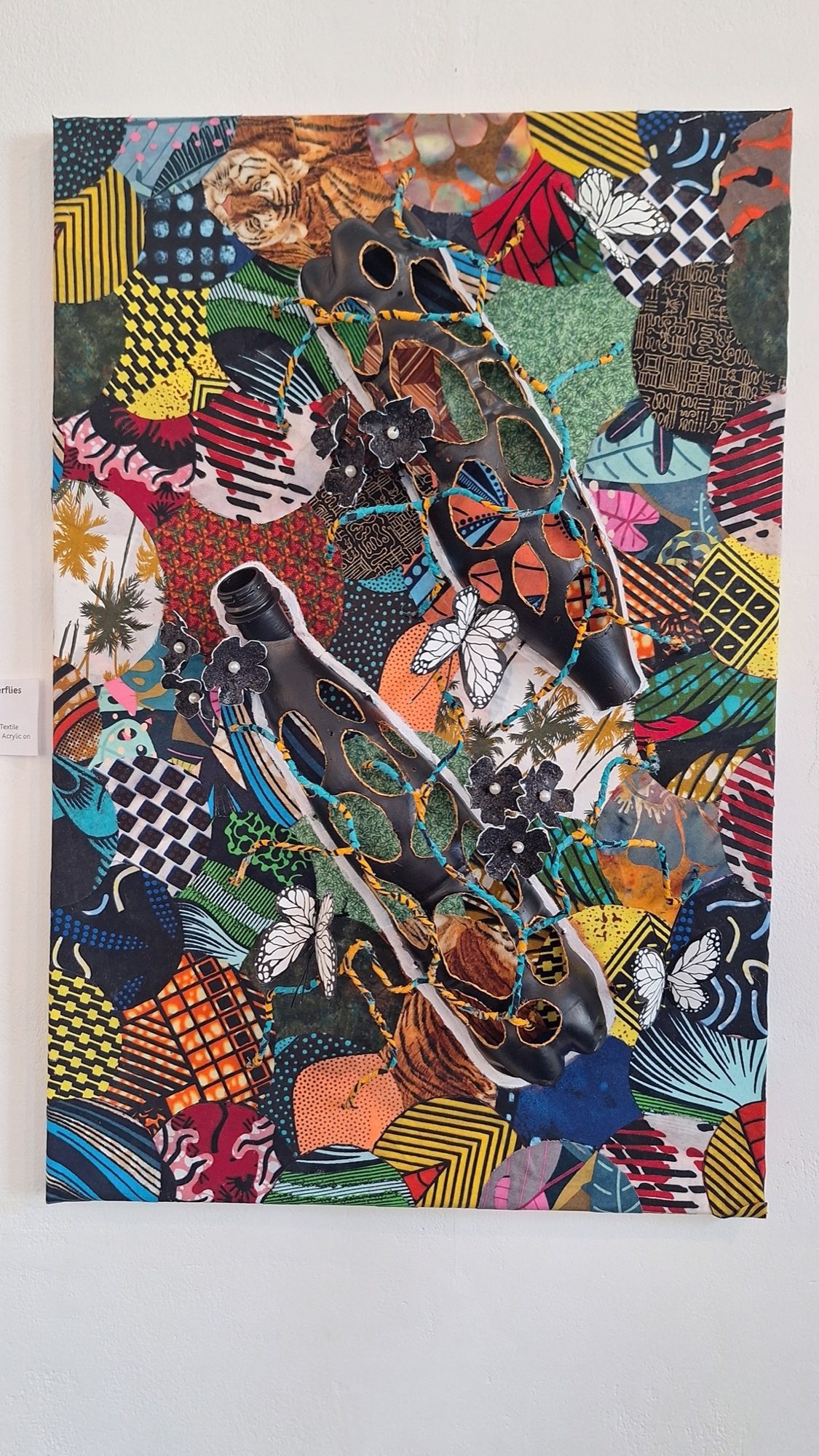 Wall art piece 01, mixed media on reclaimed material