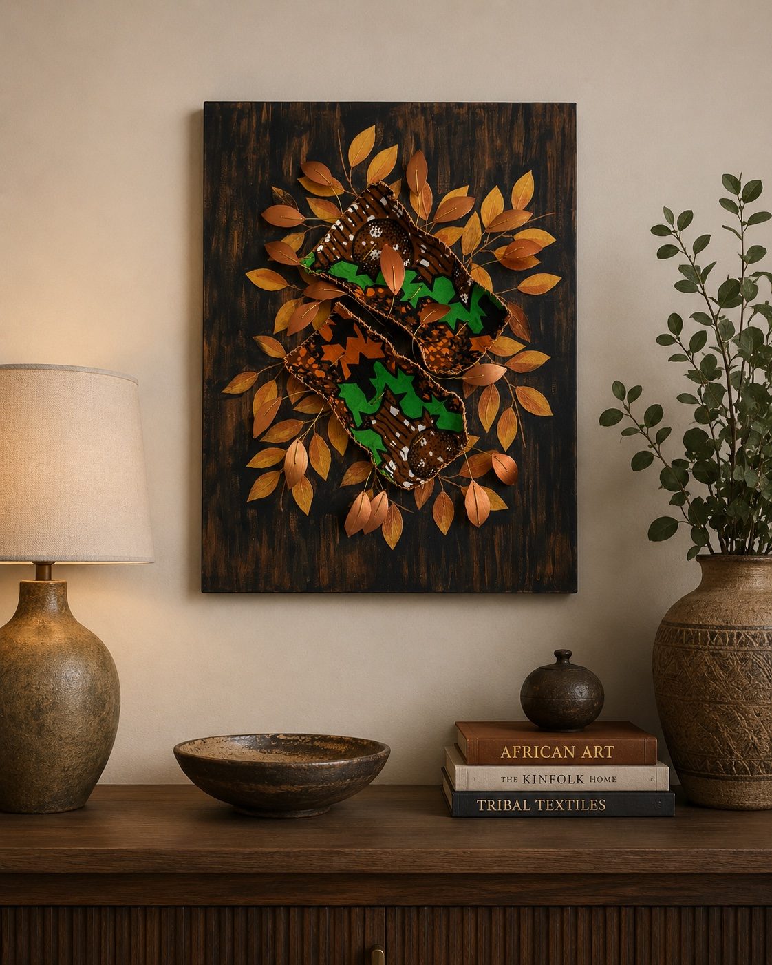 Wall art piece 12, mixed media on reclaimed material