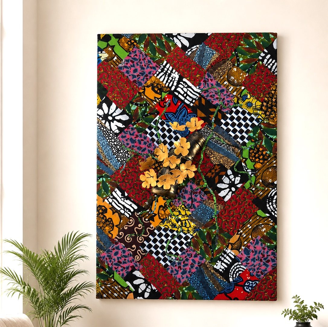 Wall art piece from reclaimed materials