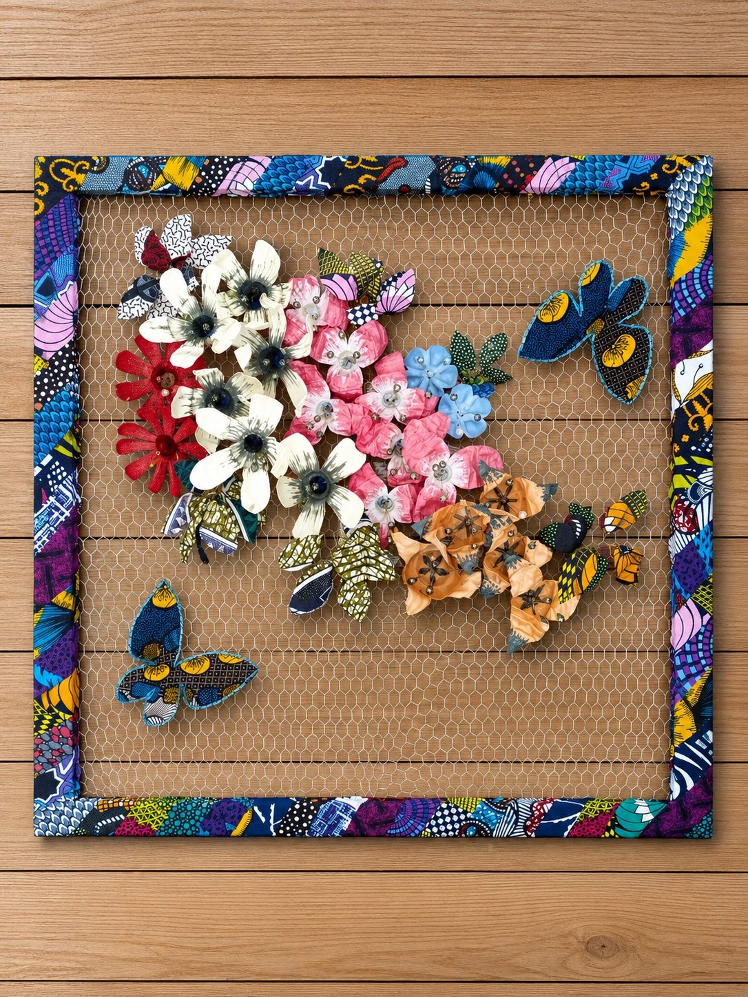 Wall art piece 15, mixed media on reclaimed material