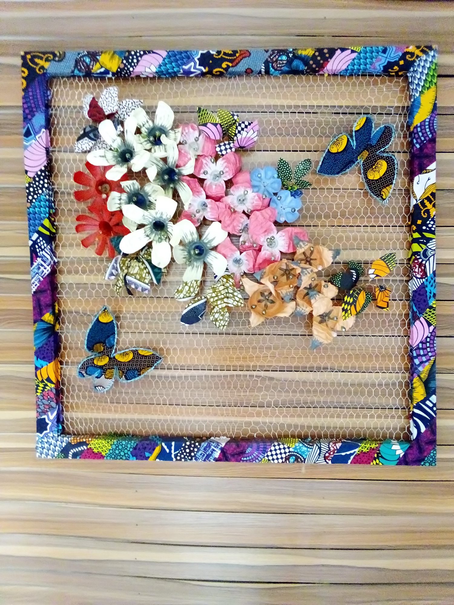 Wall art piece 04, mixed media on reclaimed material