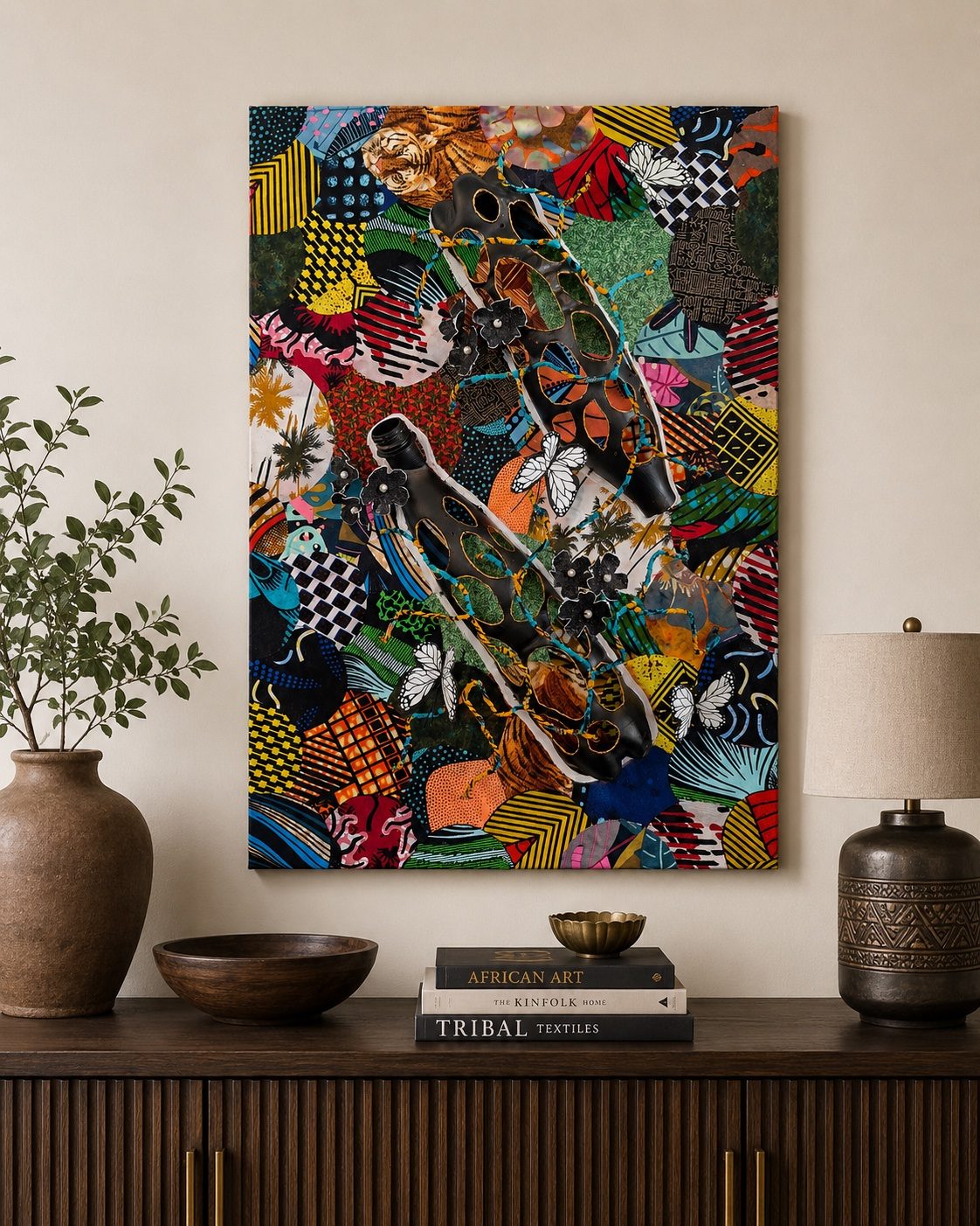 Wall art piece 08, mixed media on reclaimed material